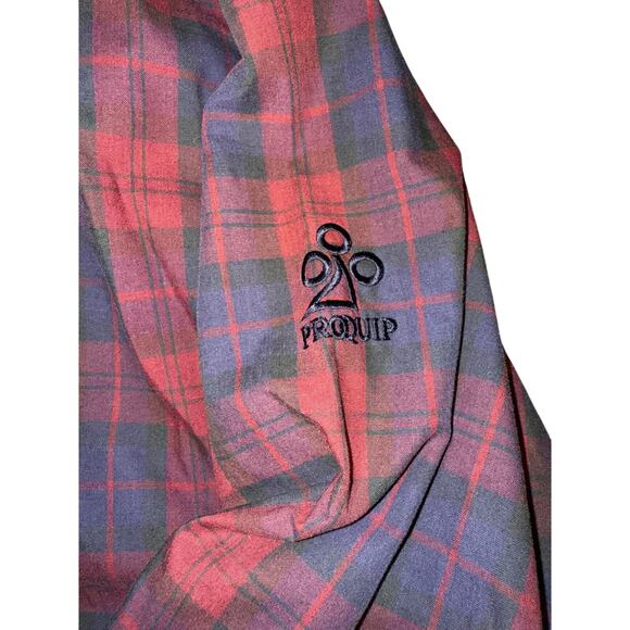Vintage Proquip Golf Pullover Windbreaker Jacket Mens Small Red Plaid Old Money - Picture 6 of 6